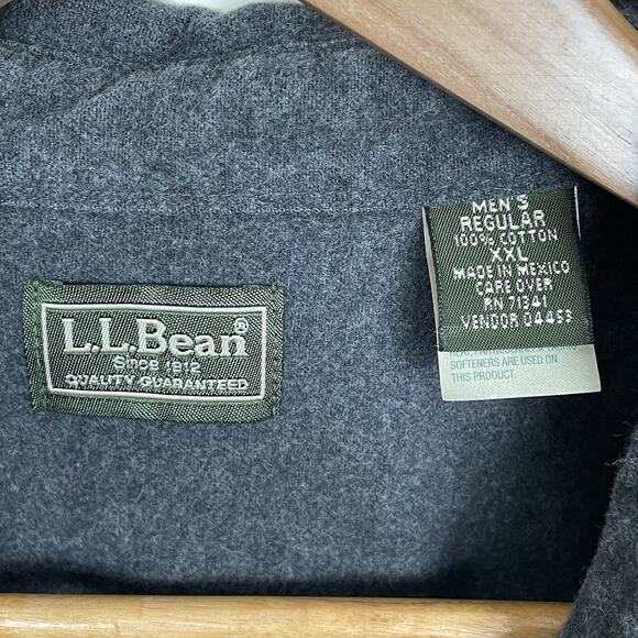 LL Bean Mens‎ Long Sleeve Chamois Shirt Size XXL Gray Gorpcore Classic Outdoors - Picture 2 of 7